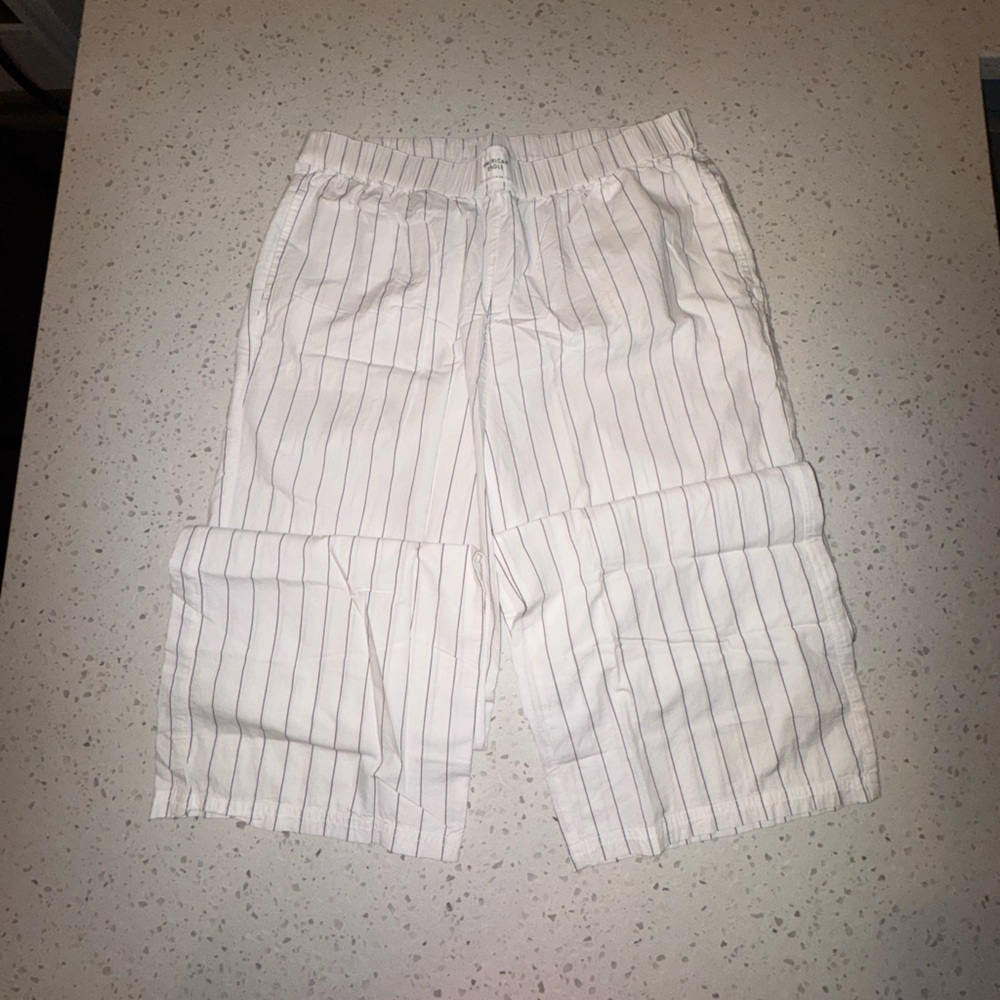 American Eagle Outfitters Light Gray Striped Shorts